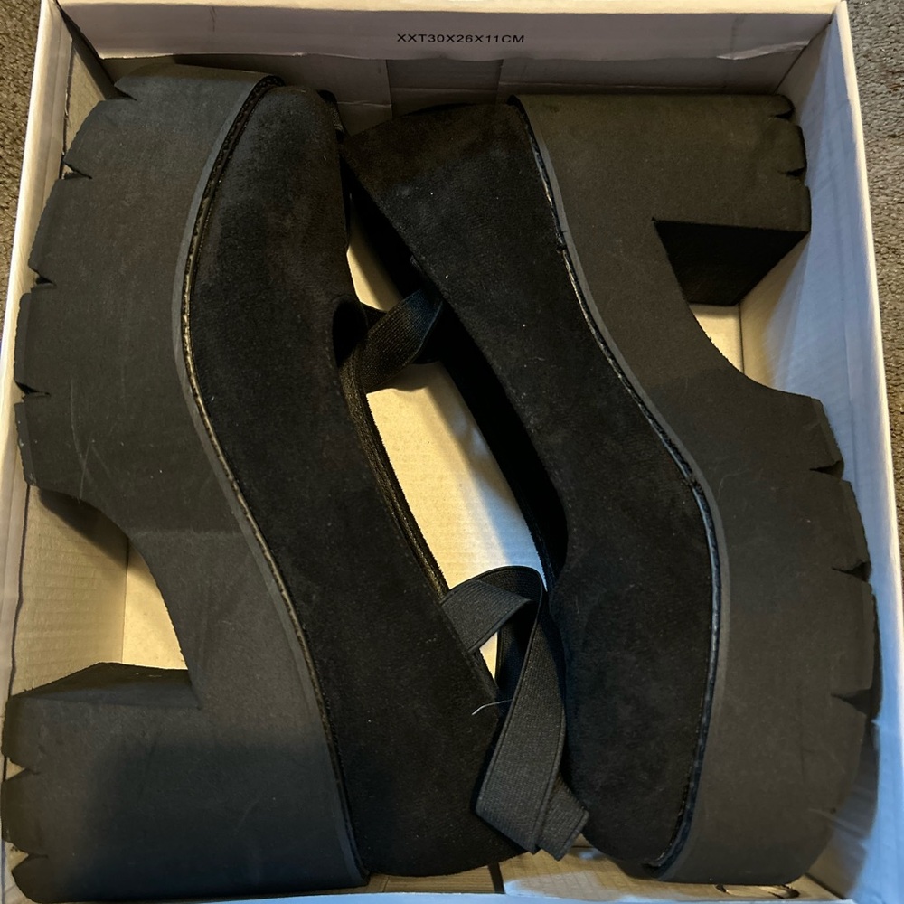 Black Platform Chunky Heels